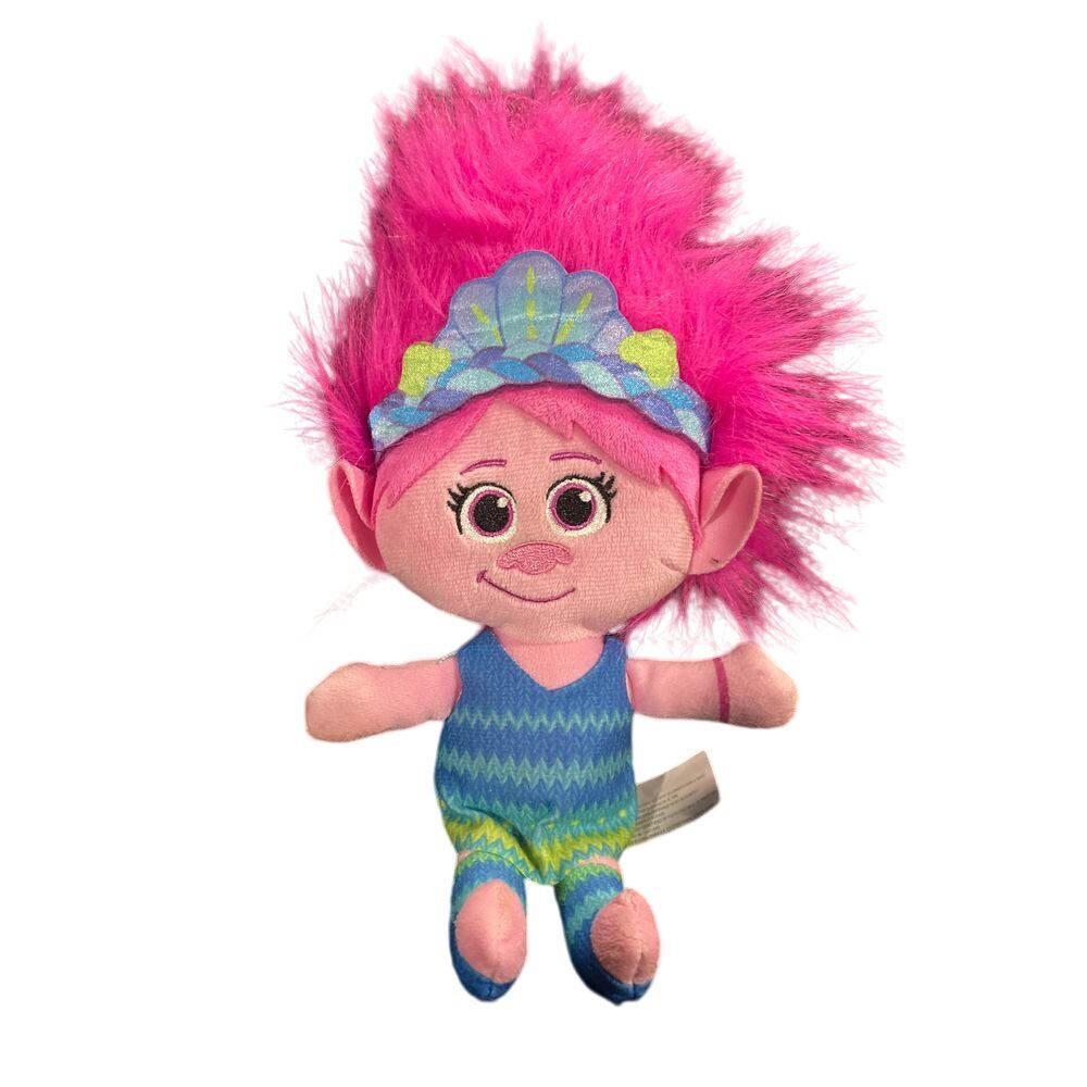 Trolls Poppy Plush‎ Doll Pink Hair Blue Outfit Soft Toy Character Collectible